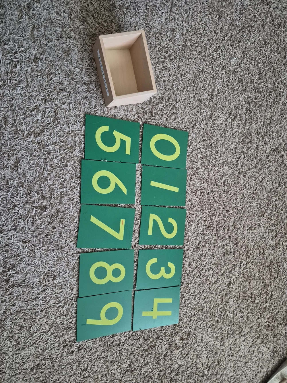 Montessori Number Cards Set - Green with Yellow Numerals (0-9)